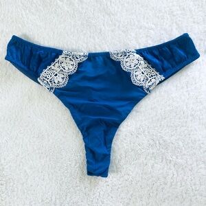 Women’s Blue Lace Trim Thong